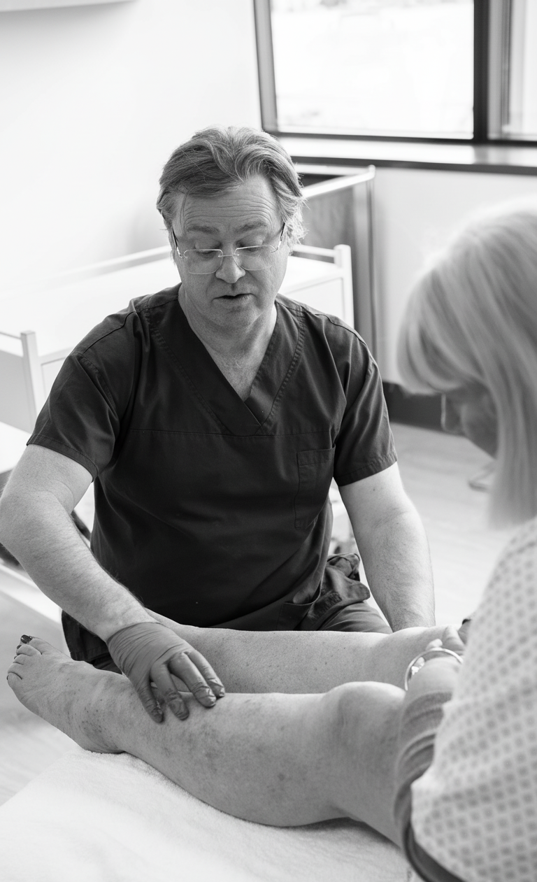 Doctor reviewing medical data on a tablet